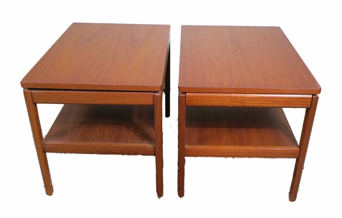PAIR OF DANISH MODERN TEAK SIDE TABLES WITH DRAWER (1 of 1)