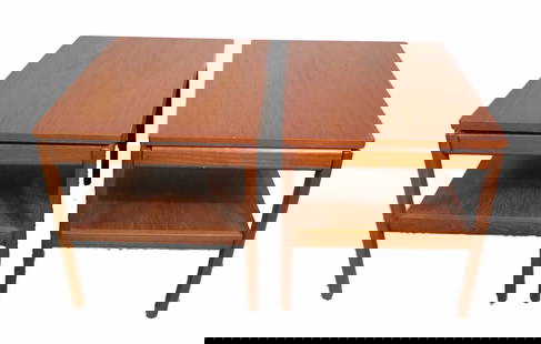 PAIR OF DANISH MODERN TEAK SIDE TABLES WITH DRAWER: PAIR OF DANISH MODERN TEAK SIDE TABLES WITH DRAWER Height: 21.5 in. by Width: 29.5 in. by Depth: 20.5 in.