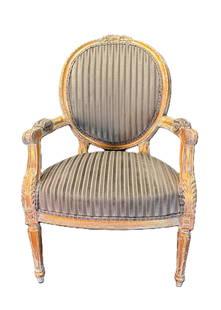19TH CENTURY FRENCH ARMCHAIR: 19TH CENTURY FRENCH ARMCHAIR. Height: 38 in. by Width: 25 in. by Depth: 27 in.