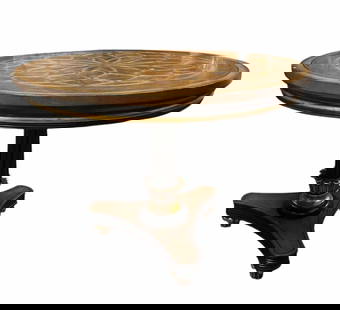 REGENCY STYLE PARQUET TOP CENTER TABLE: REGENCY STYLE PARQUET TOP CENTER TABLE. Height: 30.5 in. by Width: 42 in.