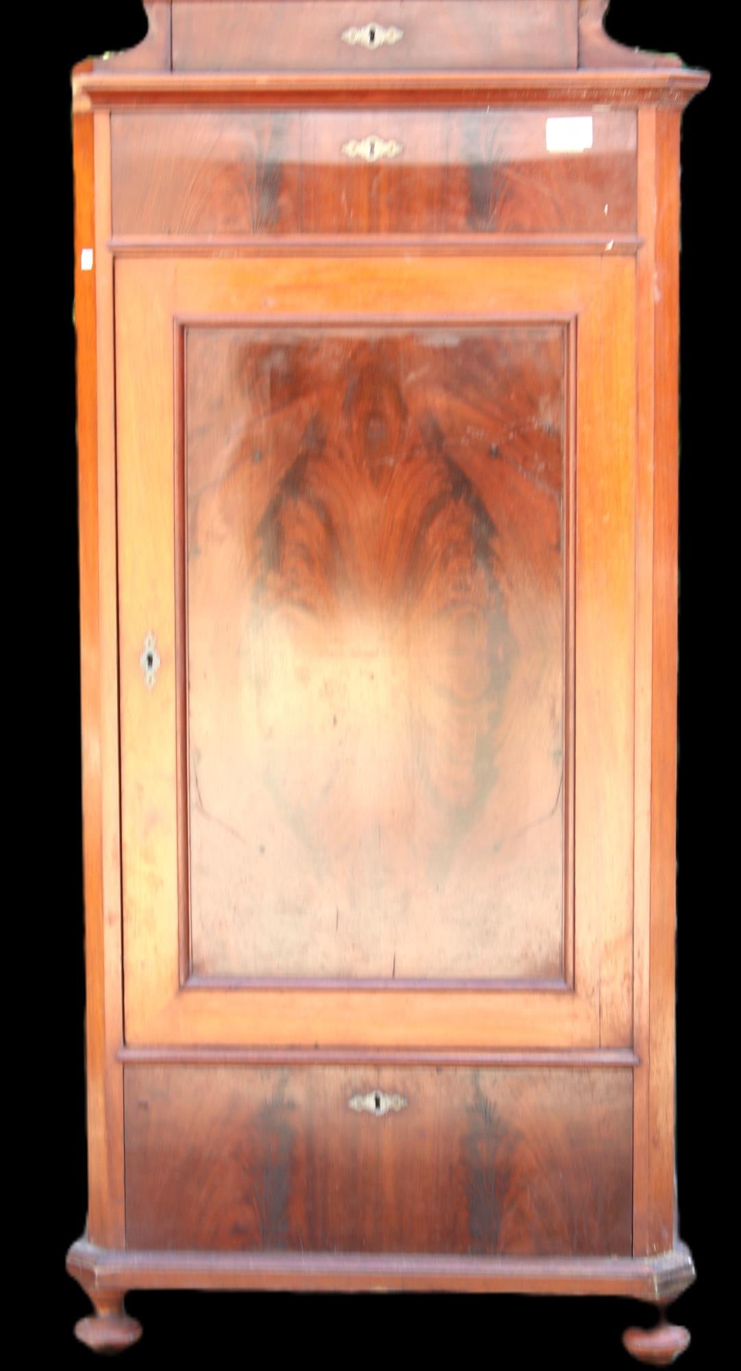 19th CENTURY DANISH MAHOGANY CHIFFEROBE: 19th CENTURY DANISH MAHOGANY CHIFFEROBE. Height: 65 in. by Width: 30 in. by Depth: 19 in.