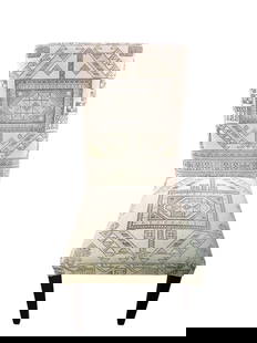 BELGIUM RUG UPHOLSTERED CHAIR: BELGIUM RUG UPHOLSTERED CHAIR Height: 42.5 in. by Width: 20 in. by Depth: 28 in.