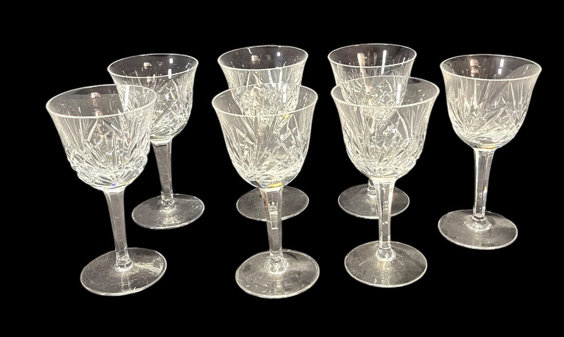 SET OF 8 GORHAM CRYSTAL CUT CHERRYWOOD GLASSES: SET OF 7 GORHAM CRYSTAL CUT CHERRYWOOD GLASSES Height: 4 in. by Width: 2 in. by Depth: 2 in.