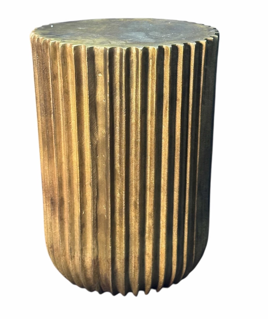 BRONZE PATINA FLUTED ACCENT TABLE: BRONZE PATINA FLUTED ACCENT TABLE Height: 20 in. by Width: 14