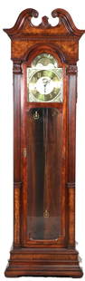 CHARLES H. SLIGH WALNUT CASE GRANDFATHER CLOCK: CHARLES H. SLIGH WALNUT CASE GRANDFATHER CLOCK. Height: 81.5 in. by Width: 24.5 in. by Depth: 14 in.