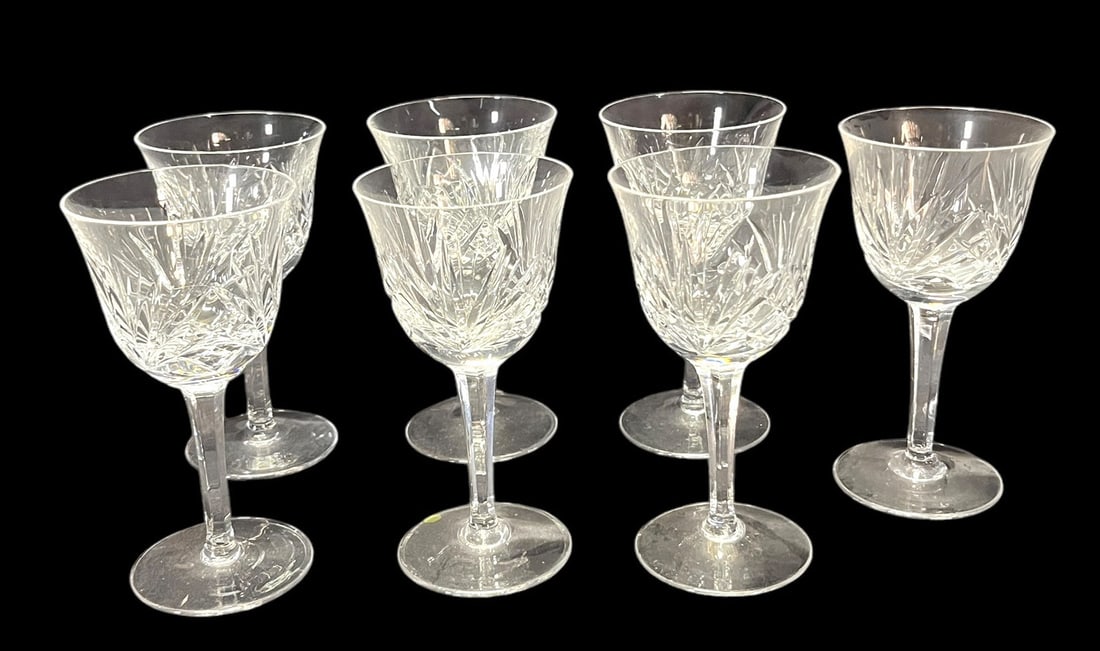 SET OF SEVEN GORHAM CRYSTAL CUT WINE GOBLETS: SET OF SEVEN GORHAM CRYSTAL CUT WINE GOBLETS. Height: 5.8 in. by Width: 3 in. by Depth: 3 in.
