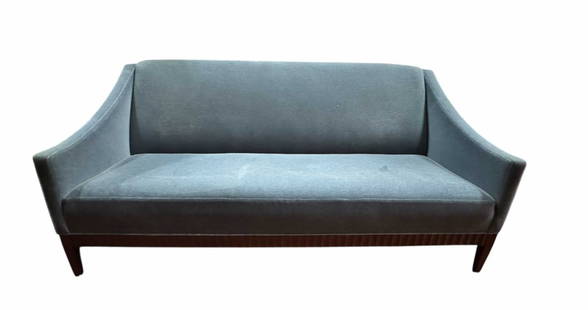 CONTEMPORARY MOHAIR UPHOLSTERED SOFA: CONTEMPORARY MOHAIR UPHOLSTERED SOFA. Height: 35 in. by Width: 77 in. by Depth: 34 in.