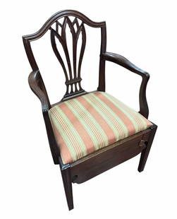 ANTIQUE CHIPPENDALE STYLE ARMCHAIR WITH COMMODE: ANTIQUE CHIPPENDALE STYLE ARMCHAIR WITH COMMODE.