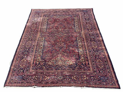 HAND KNOTTED RED PERSIAN SAROUK RUG 9 X 11: HAND KNOTTED RED PERSIAN SAROUK RUG. 9 X 11. Height: 137 IN in. by Width: 104 IN