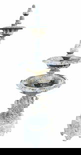 THREE-TIER METAL GARDEN FOUNTAIN: THREE-TIER METAL GARDEN FOUNTAIN. Height: 75 in. by Width: 26 in.