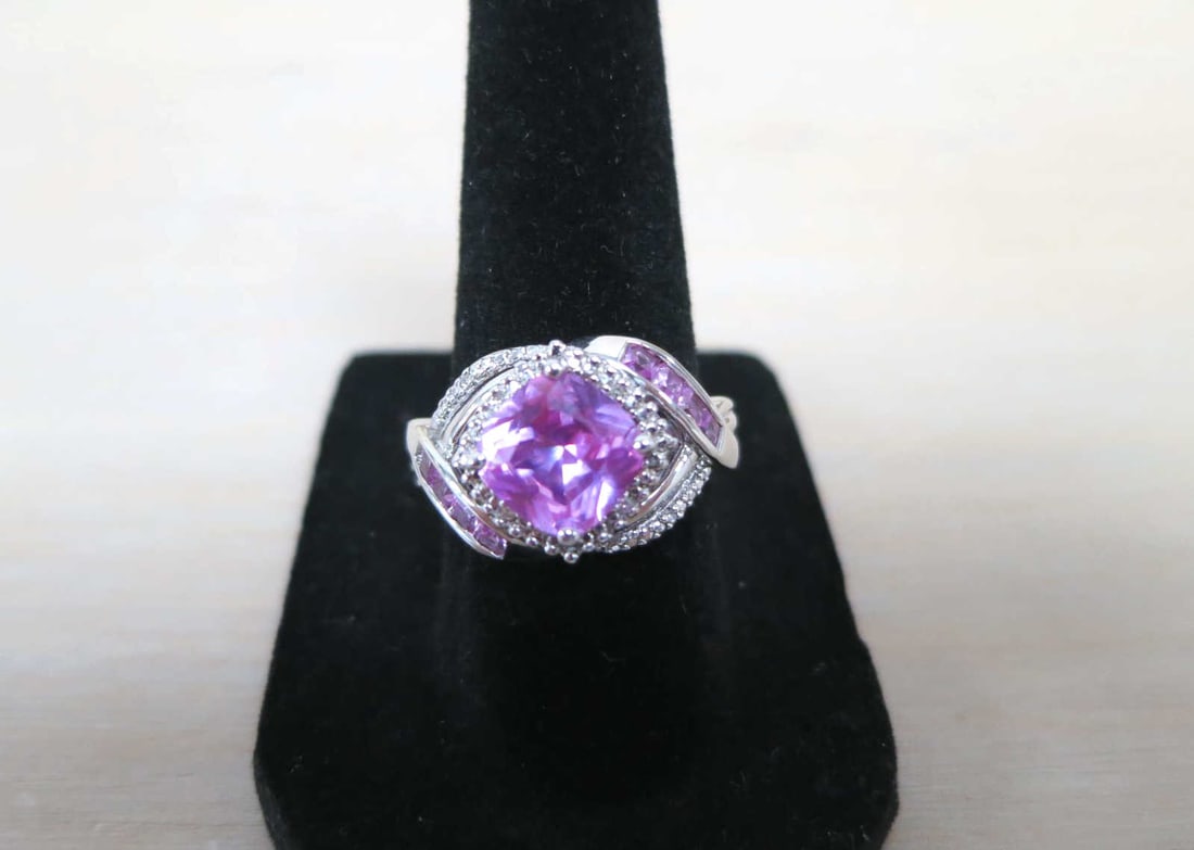 PINK SAPPHIRE STERLING SILVER RING (1 of 3)