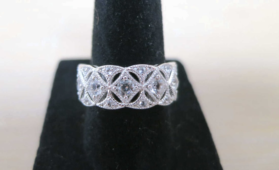 PAVE WHITE TOPAZ STERLING SILVER RING (1 of 3)