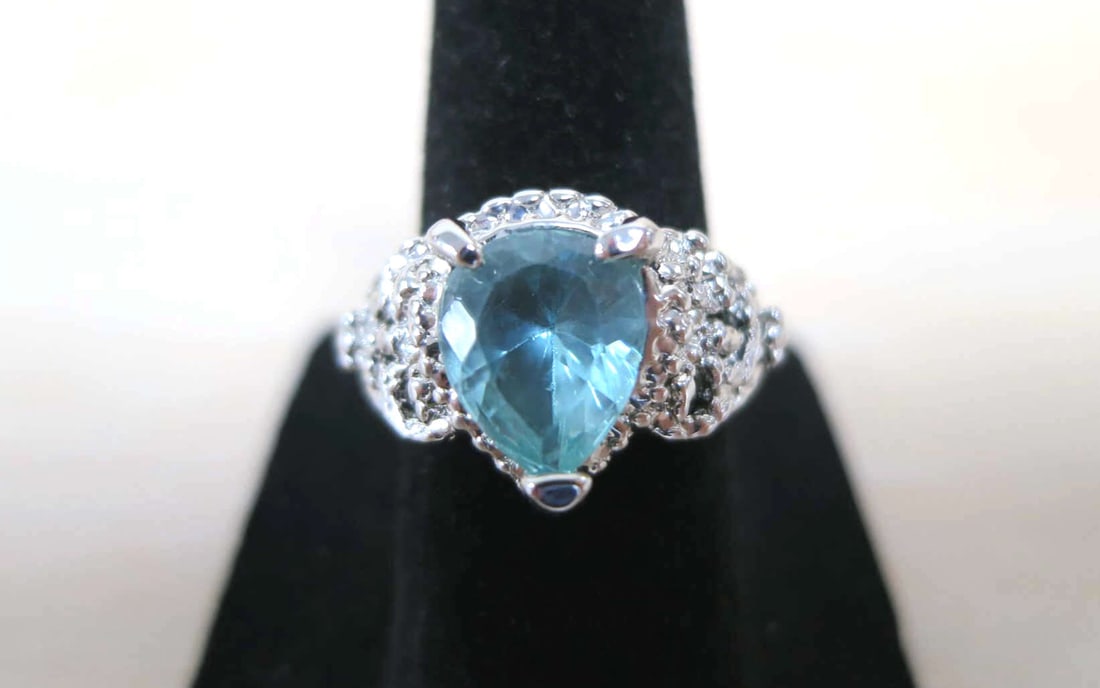 TOURMALINE STERLING SILVER RING: TOURMALINE STERLING SILVER RING. SIZE 6.