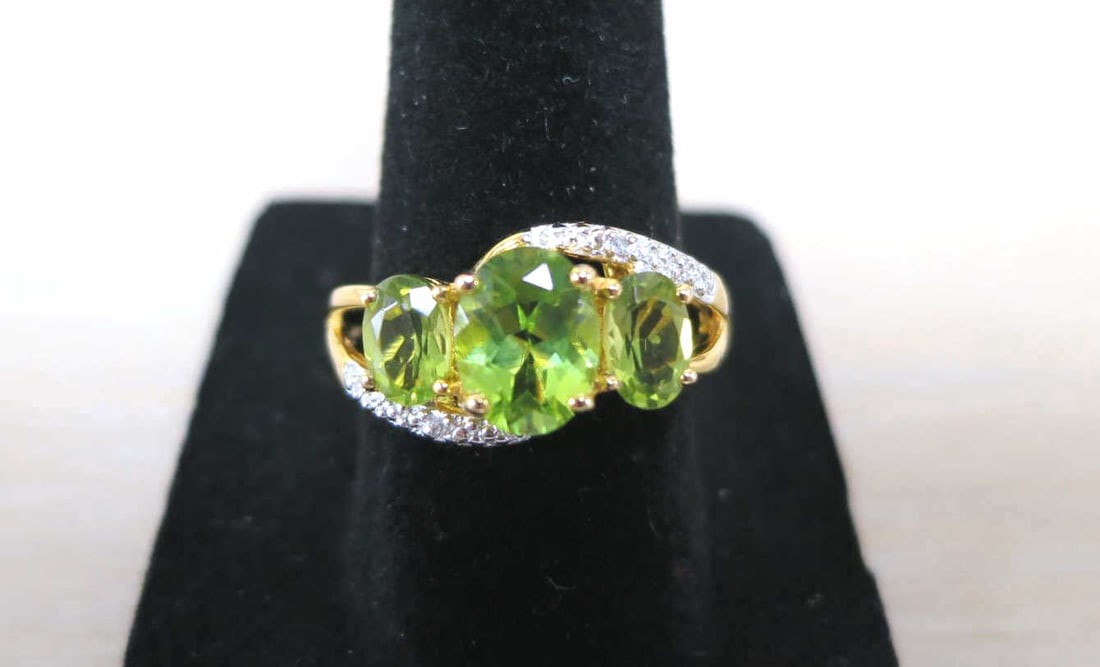 GOLD WASH OVER STERLING SILVER PERIDOT RING (1 of 3)
