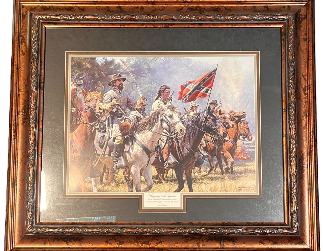 "VEGEANCE AT OKOLONA" PRINT: "VEGEANCE AT OKOLONA" PRINT by John Paul Strain (S/N 348/450). Release Date: 2007. Comes with a Certificate of Authenticity. Height: 37.5 in. by Width: 43.5 in.