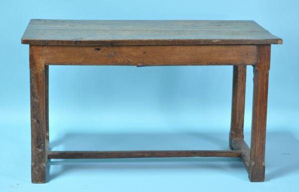 17th CENTURY OAK FRENCH WORK TABLE: 17th CENTURY OAK FRENCH WORK TABLE WITH SINGLE DRAWER AT ONE END. Height: 27 in. by Width: 45 in. by Depth: 25.5 in.