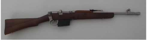 NAVY ARMS MODEL 7.62X51mm CAL No 7 JUNGLE CARBINE: NAVY ARMS MODEL 7.62X51mm CAL No 7 JUNGLE CARBINE Rebuilt Navy Arms Model 7 7.62x51mm caliber No.7 Jungle Carbine. No import stamp. Right side of the receiver collar stamped "Rifle 7.62mm 2A R.F.I. 19