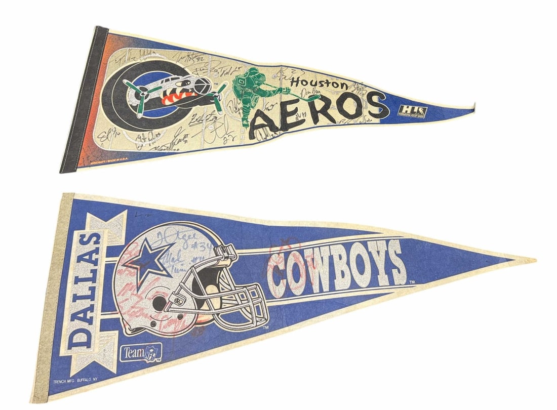 HOUSTON AEROS AND DALLAS COWBOYS PENNANTS: HOUSTON AEROS AND DALLAS COWBOYS PENNANTS.