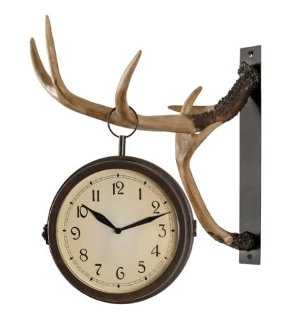 CLOCK WITH HORNS: CLOCK WITH HORNS Height: 12 in. by Width: 16