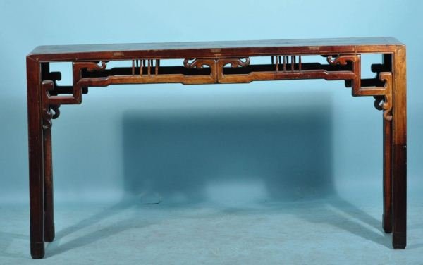 ORIENTAL STYLE ALTAR TABLE: ORIENTAL STYLE ALTAR TABLE. Height: 34 in. by Width: 61 in. by Depth: 14 in.