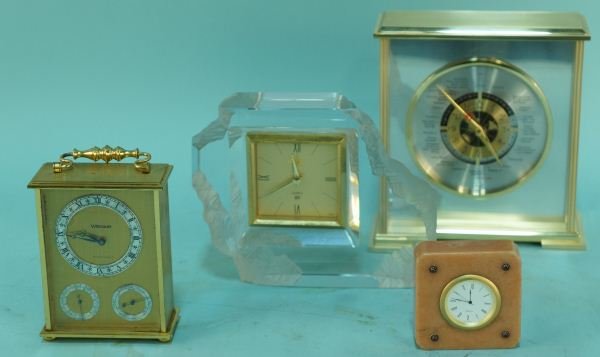 LOT OF FOURS CLOCKS: LOT OF FOURS CLOCKS. WITTNAURER, HOYA, CHASS. Height: 8 in. by Width: 7 in. by Depth: 3.5 in.