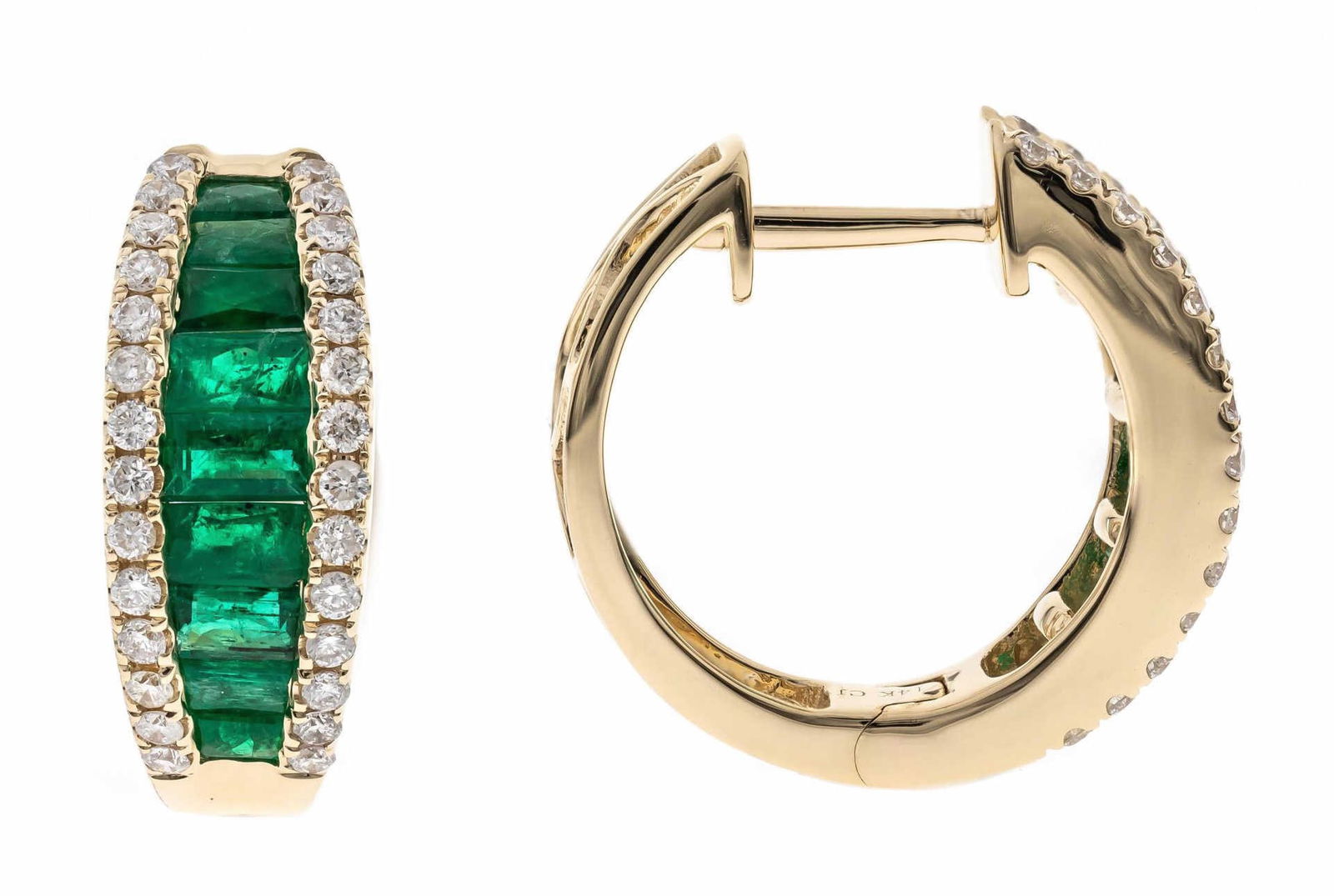 14KT YELLOW GOLD EMERALD & DIAMOND EARRINGS (1 of 1)