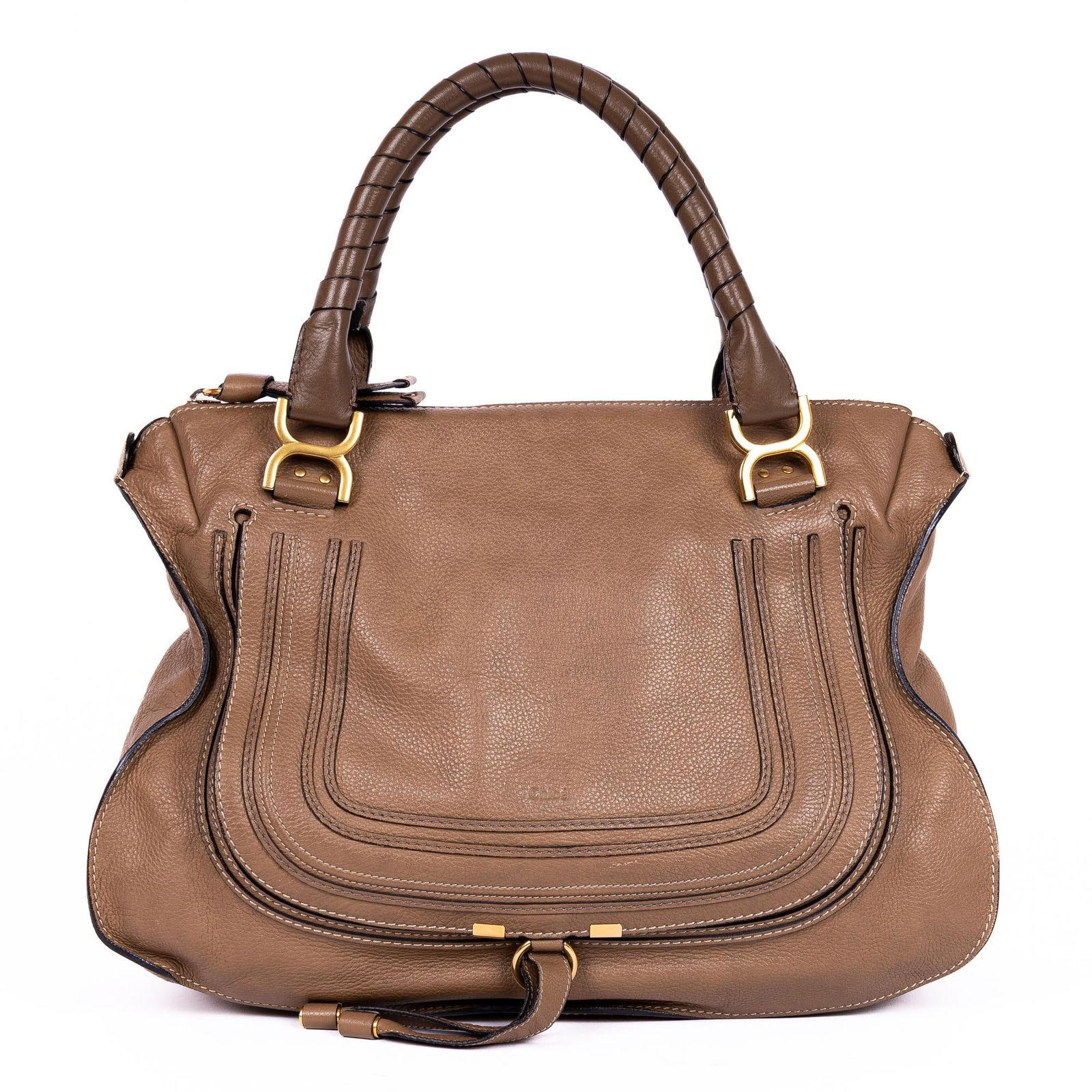 Chlo? Marcie Handbag: Chloe Marcie Handbag in Brown, Calf Leather, Authenticity Card. 16.5*13.4*5.9. GTA1439