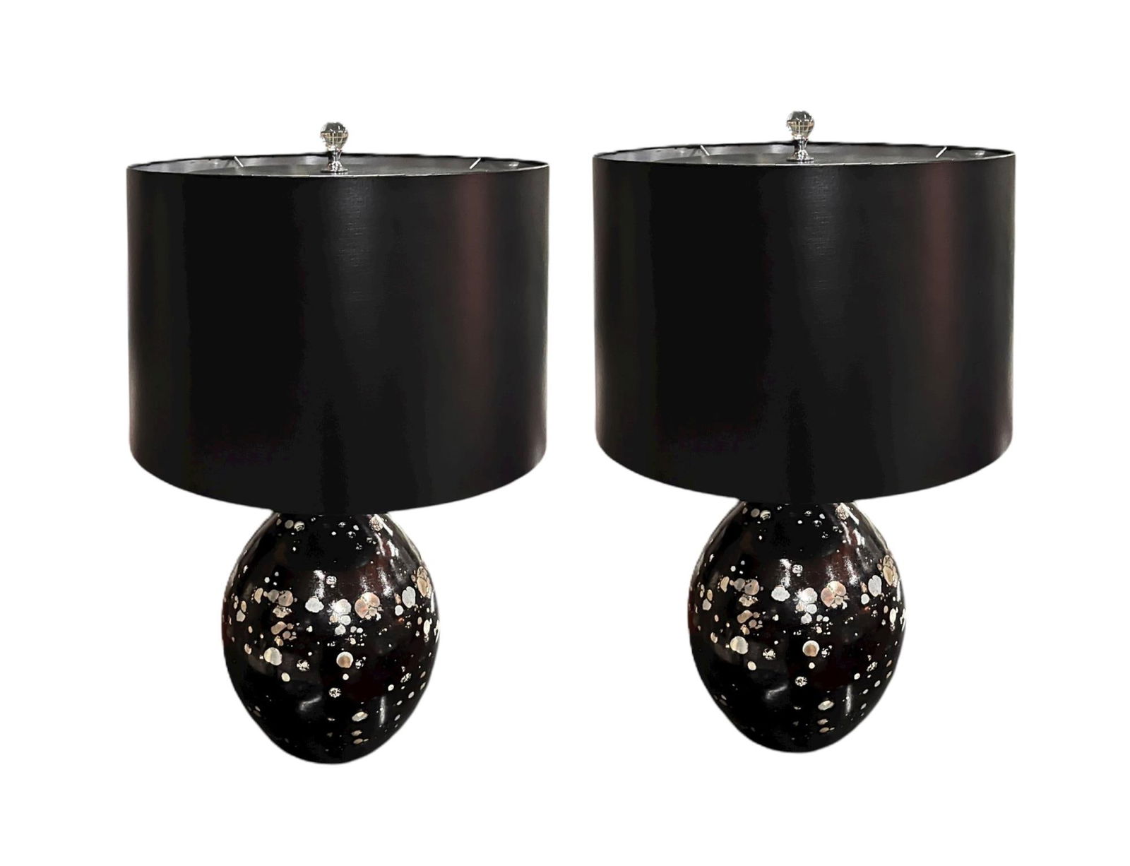 PAIR OF CONTEMPORARY BLACK CERAMIC LAMPS (1 of 4)