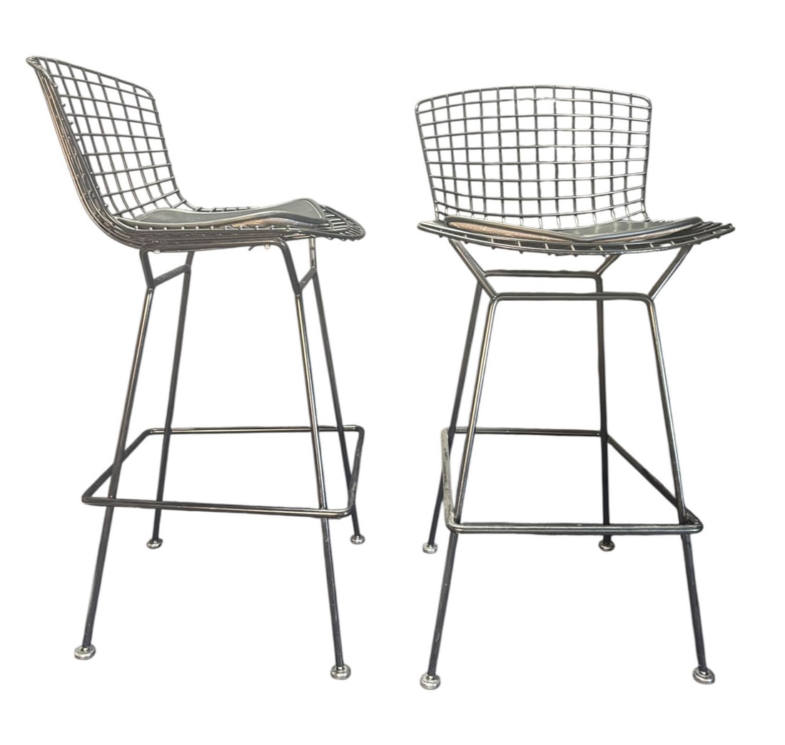 SET OF TWO BERTOIA BY KNOLL BARSTOOLS: SET OF TWO BERTOIA BY KNOLL BARSTOOLS. Height: 41 in. by Width: 21 in. by Depth: 23 in.
