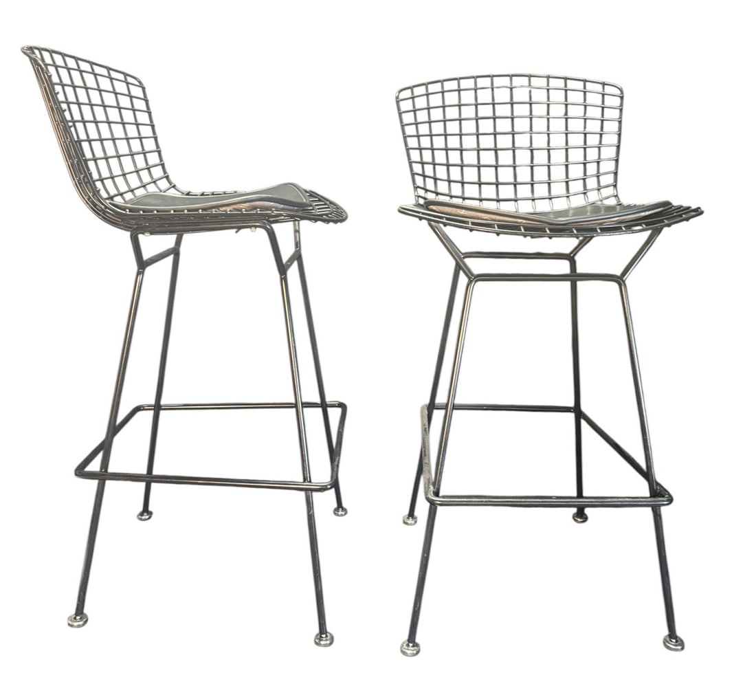 SET OF TWO BERTOIA BY KNOLL BARSTOOLS: SET OF TWO BERTOIA BY KNOLL BARSTOOLS. Height: 41 in. by Width: 21 in. by Depth: 23 in.