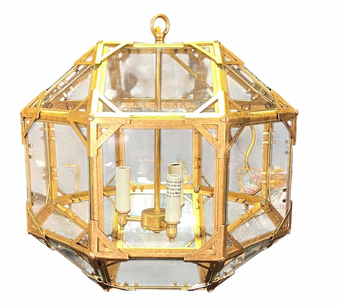 HEXAGONAL SHAPED THREE-LIGHT LANTERN CHANDELIER (1 of 3)