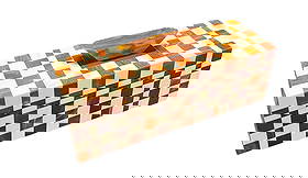 CONTEMPORARY CHECKERED INLAID DECORATIVE BOX: CONTEMPORARY CHECKERED INLAID DECORATIVE BOX. Height: 8.5 in. by Width: 18 in. by Depth: 6 in.