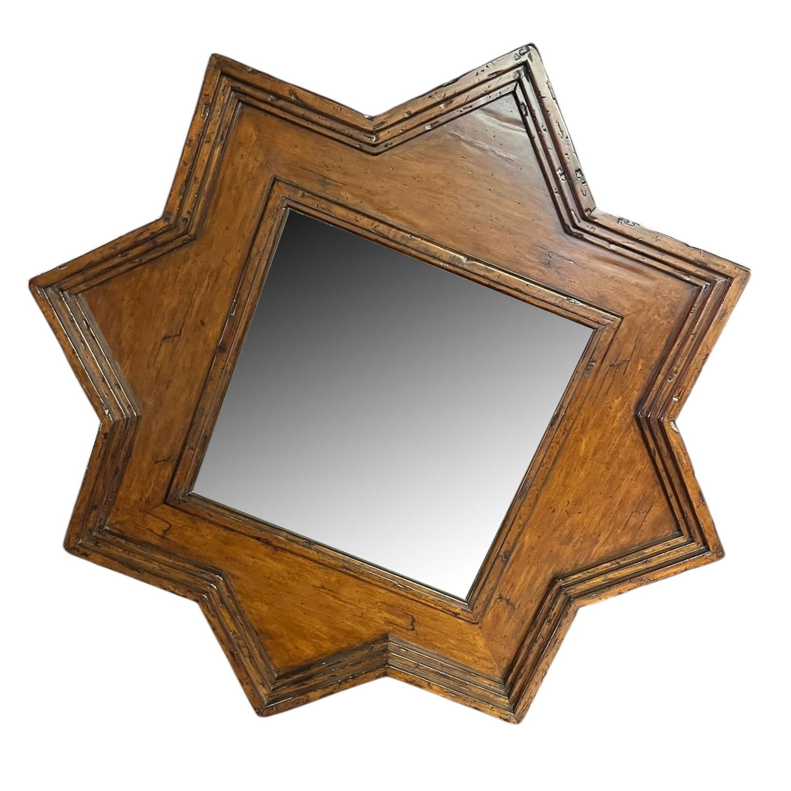 STAR SHAPED MAHOGANY FRAMED BEVELED GLASS MIRROR (1 of 6)
