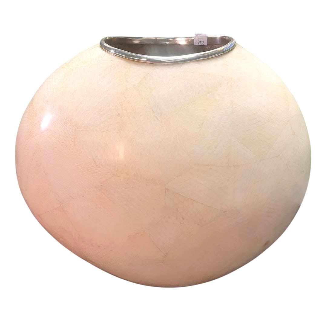 CONTEMPORARY TEXTURED OVAL VASE: CONTEMPORARY TEXTURED OVAL VASE. Height: 17 in. by Width: 20 in. by Depth: 9 in.