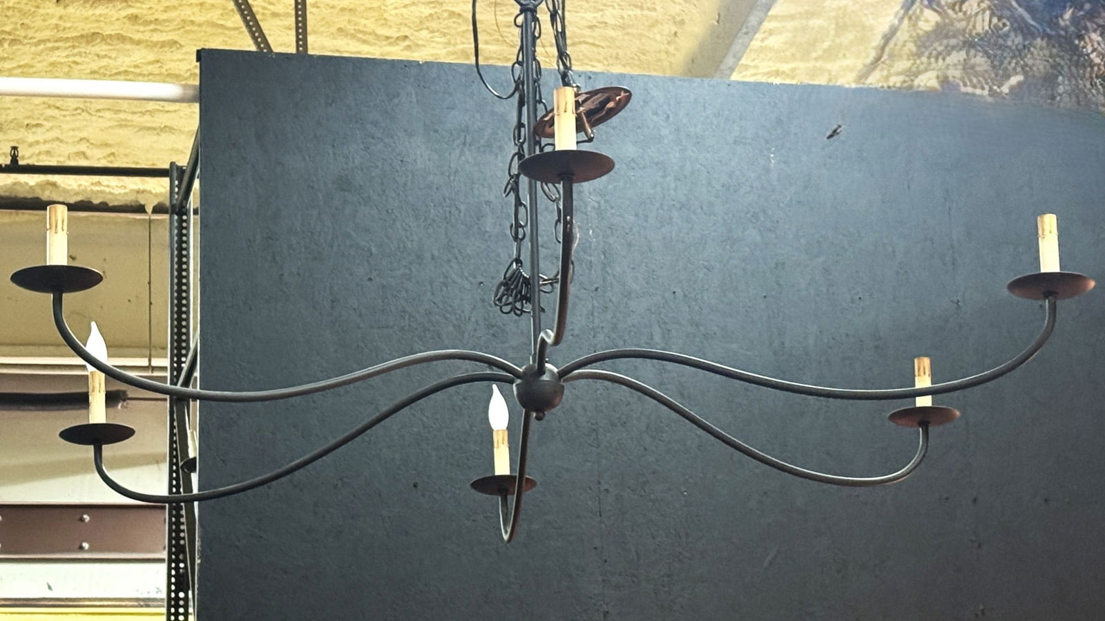 WROUGHT IRON SIX-LIGHT CHANDELIER (1 of 3)