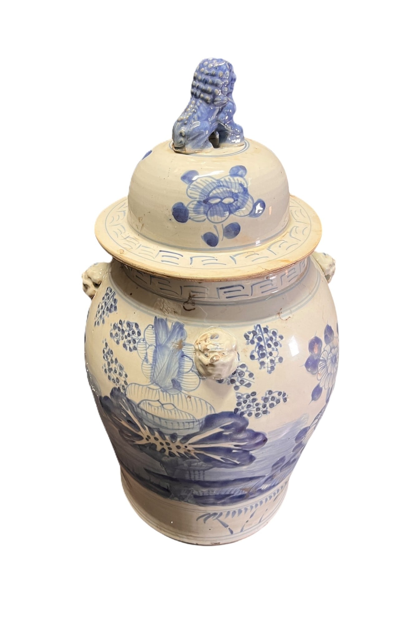 CHINESE PORCELAIN LIDDED GINGER JAR: CHINESE PORCELAIN LIDDED GINGER JAR. Height: 24 in. by Width: 14 in. by Depth: 14 in.