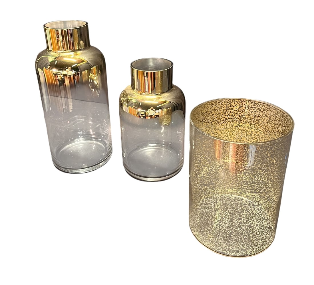 THREE GLASS DECORATIVE CONTAINERS (1 of 5)