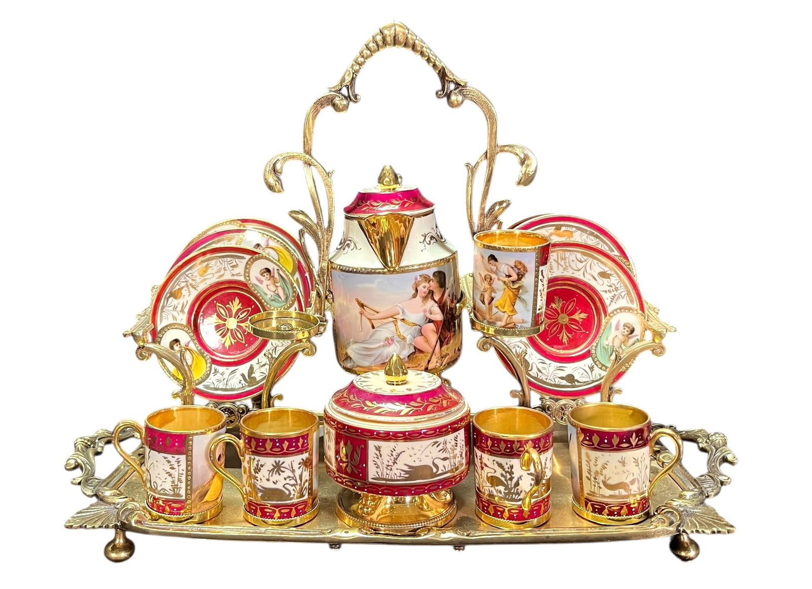 ANTIQUE ROYAL VIENNA TEA SET AND TRAY (1 of 9)