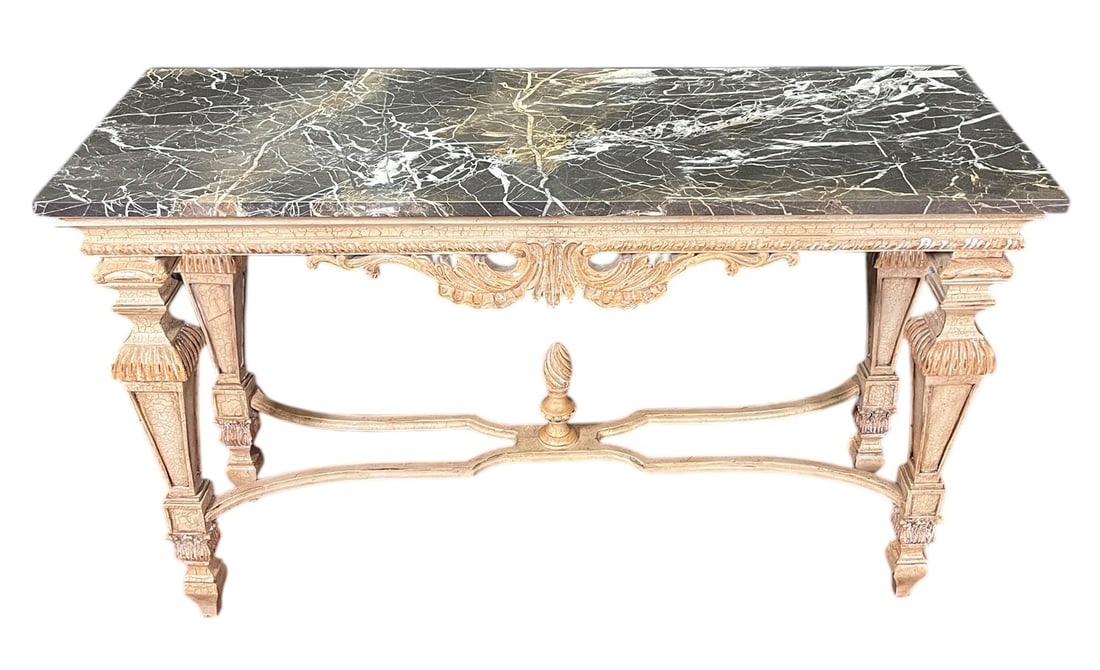 VINTAGE MARBLE TOP CONSOLE TABLE (1 of 4)