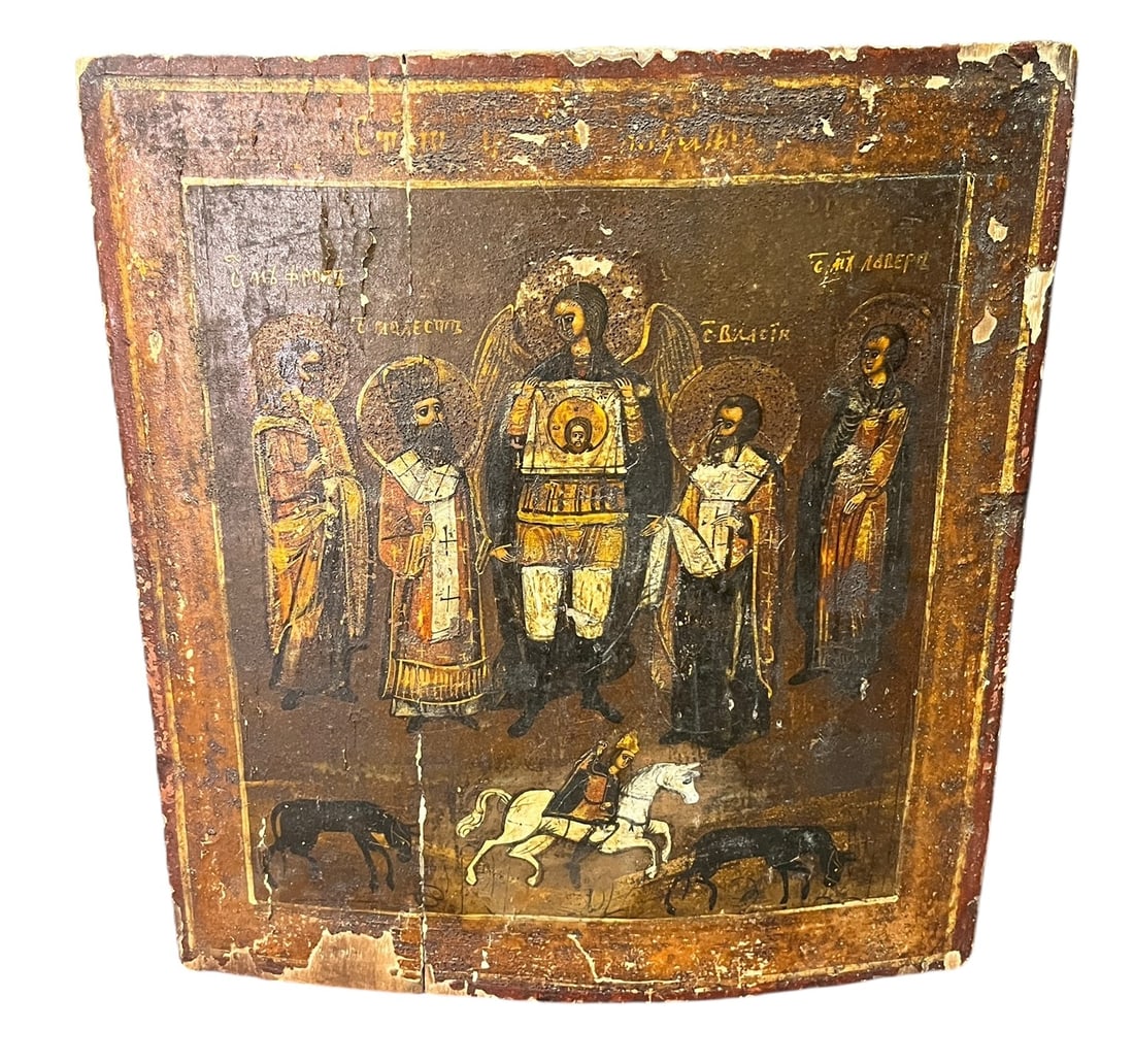 19th CENTURY ICON PAINTING ON WOOD (1 of 4)