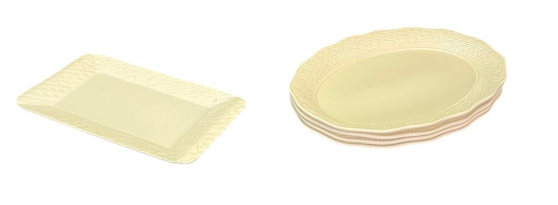 SET OF FIVE WHITE WILLIAM SONOMA PLATTERS (1 of 4)