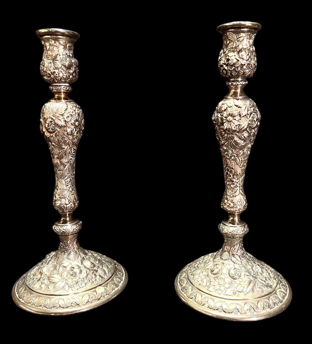 PAIR OF SILVER PLATE CANDLESTICKS (1 of 4)