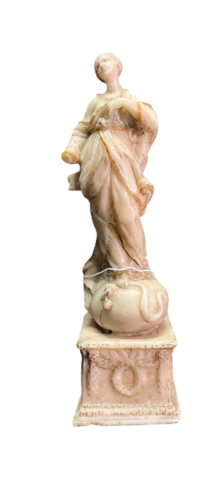 17TH CENTURY WAX CARVED STATUE: 17TH CENTURY WAX CARVED STATUE Height: 11 in. by Width: 3 in. by Depth: 3 in.
