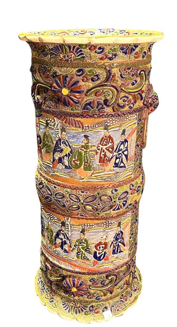 ANTIQUE JAPANESE SATSUMA  CANE/UMBRELLA  STAND (1 of 5)
