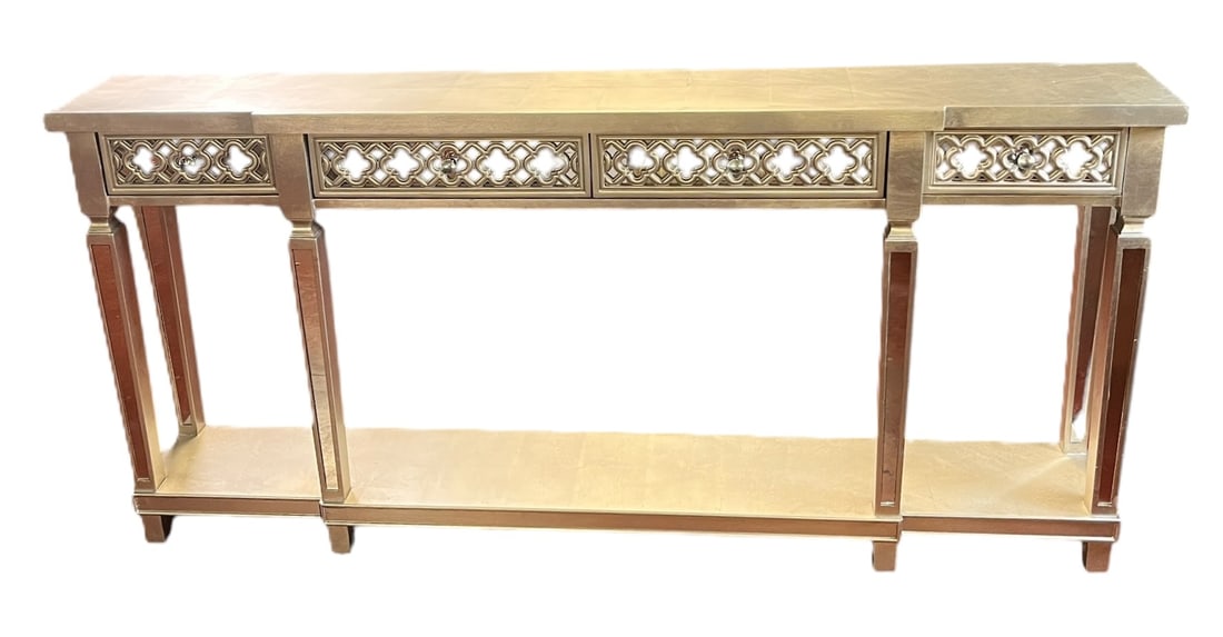 MODERN SILVER MIRRORED CONSOLE TABLE (1 of 4)