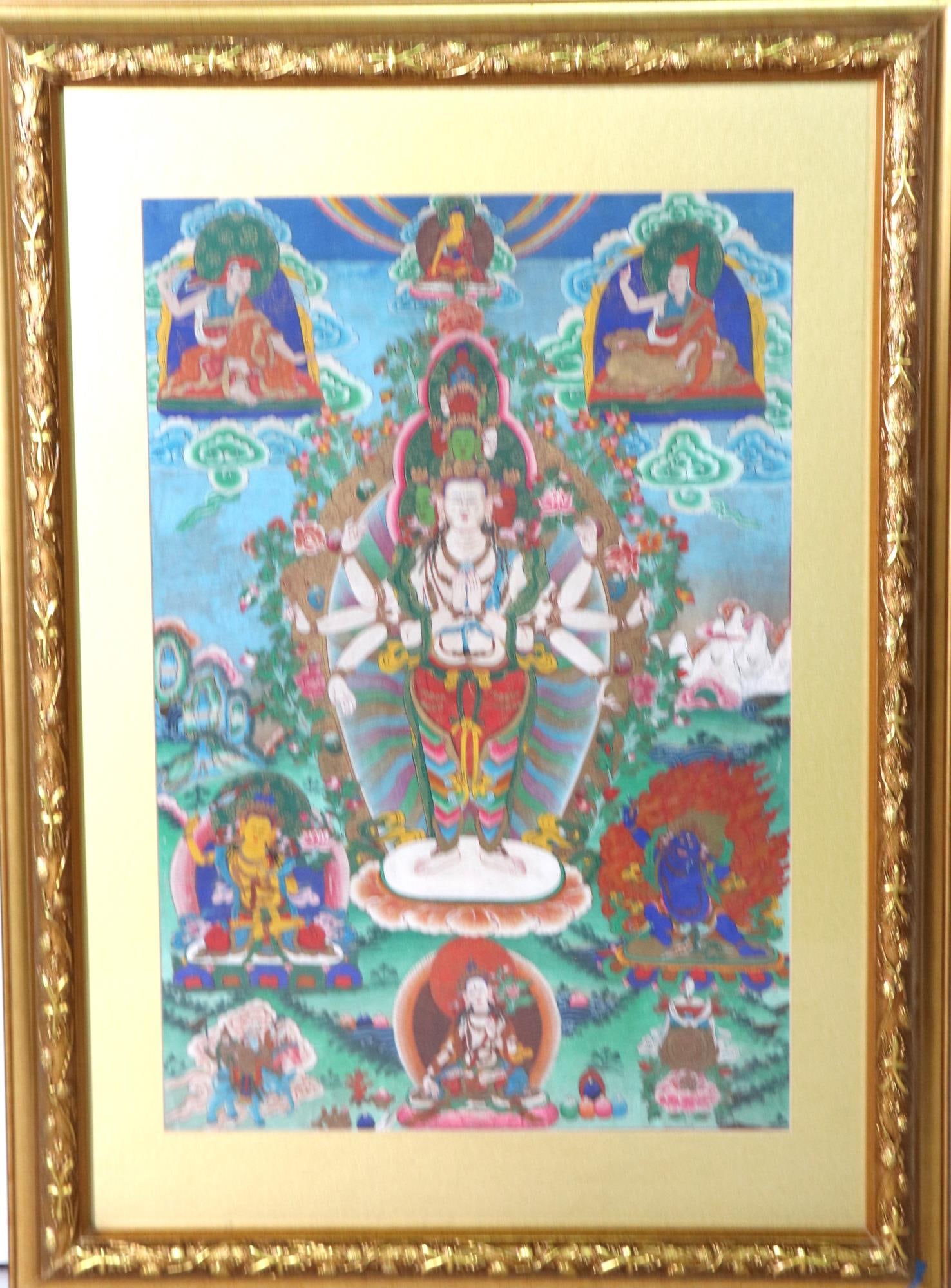 19TH CENTURY TIBETAN THONGKA BUDDIST ART ON CANVAS: 19th CENTURY TIBETAN THONGKA BUDDIST ART ON CANVAS. Height: 44 in. by Width: 32 in.