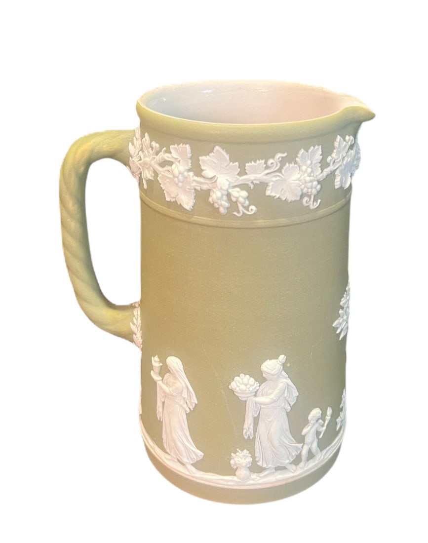 VINTAGE WEDGWOOD GREEN JASPERWARE CREAMER/PITCHER (1 of 6)