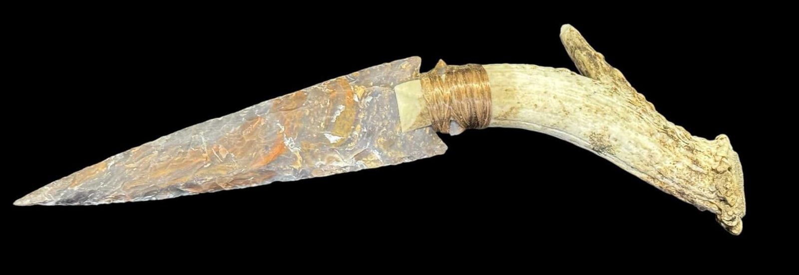 INDIAN ARROW HEAD DAGGER WITH HORN HANDLE: INDIAN ARROW HEAD DAGGER WITH HORN HANDLE. in. by Width: 12
