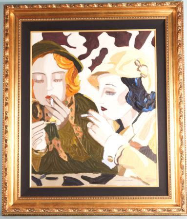 CORINNE PISSARRO-POMIE "FELI-LES FILLES LA ROUSSE": CORINNE PISSARRO-POMIE "FELI-LES FILLES LA ROUSSE" OIL ON CANVAS WITH PALETTE KNIFE, IRELAND, 2012. Height: 43 in. by Width: 37 in.