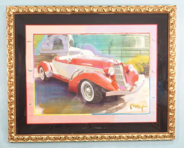 PETER MAX "1936 AUBURN" ACRYLIC/MIXED MEDIA: PETER MAX (B. 1937) "1936 AUBURN" ACRYLIC AND MIXED MEDIA ON PAPER, 2003. Height: 51 and 36 in. by Width: 61 and 48 in.
